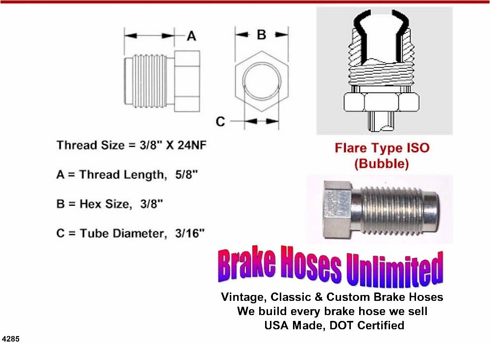 MALE TUBE NUT 3/8" x 24, Bubble Flare, 3/16" Line eBay